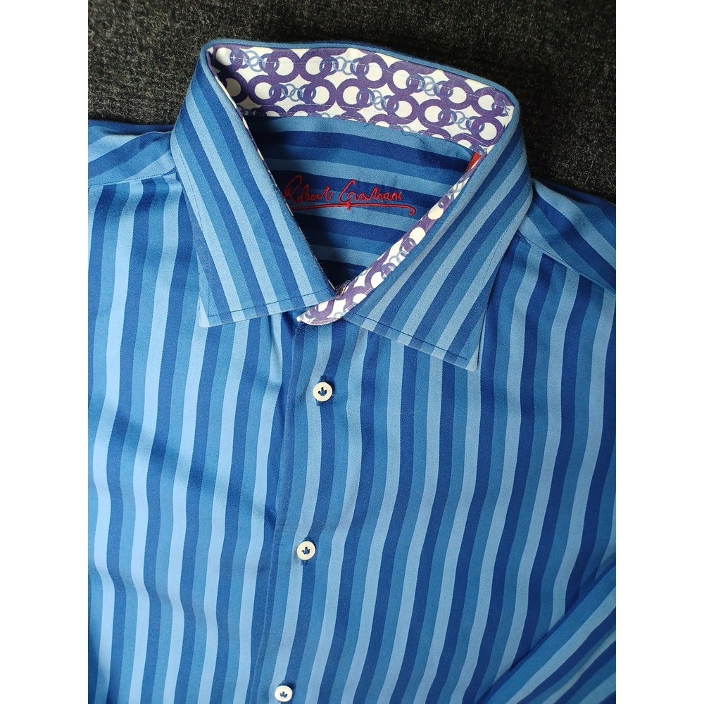 Robert Graham Mens Meduim 39/15.5 Striped Long Sleeve Button-Down